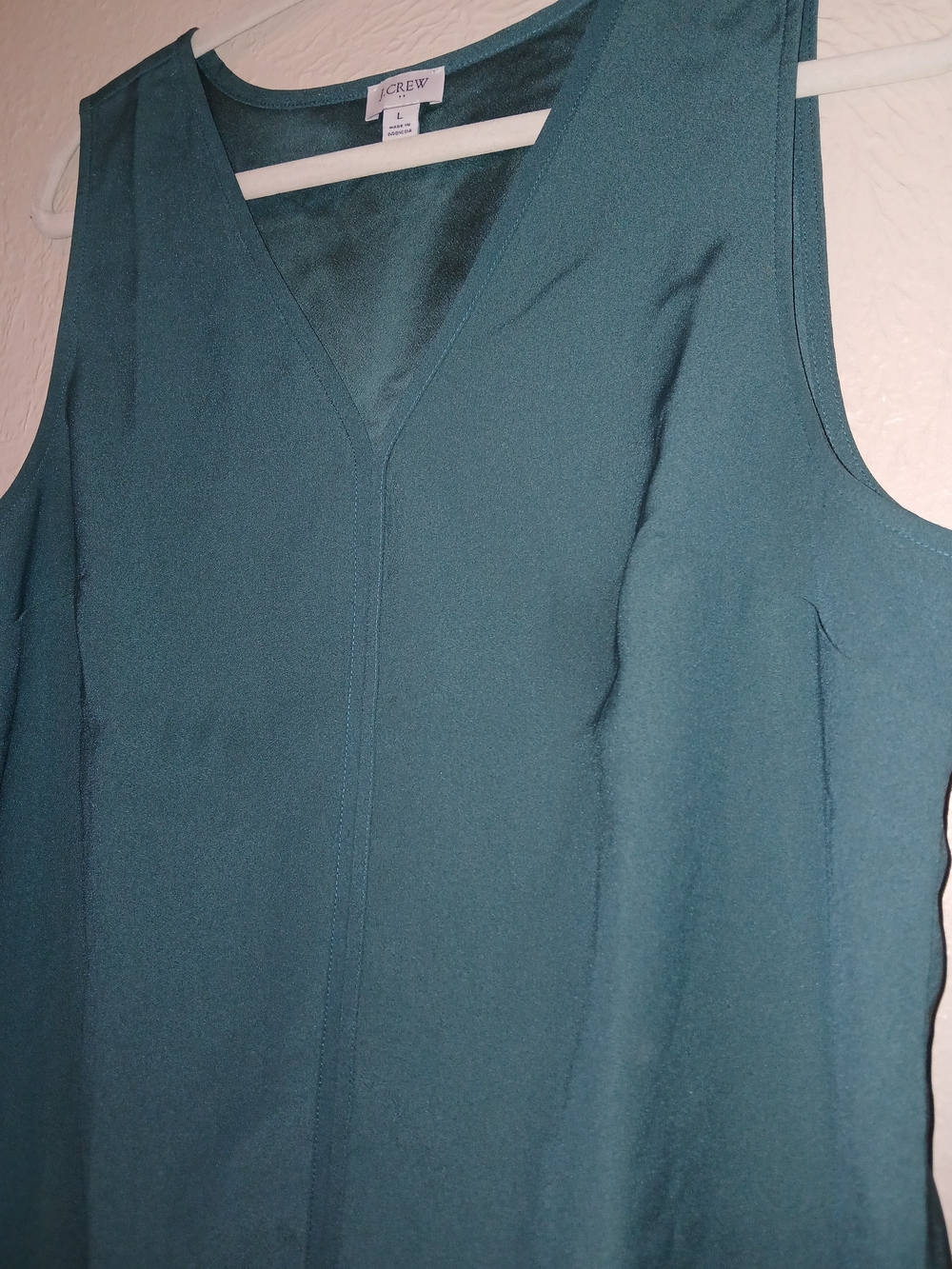 J. Crew Forest Green V-Neck Sleeveless Blouse